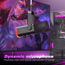 Load image into Gallery viewer, Dynamic USB/XLR Microphone with Touch Mute Button and Headphone Jack for PC and Gaming
