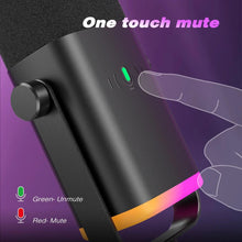 Load image into Gallery viewer, Dynamic USB/XLR Microphone with Touch Mute Button and Headphone Jack for PC and Gaming
