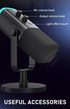 Load image into Gallery viewer, Dynamic USB/XLR Microphone with Touch Mute Button and Headphone Jack for PC and Gaming
