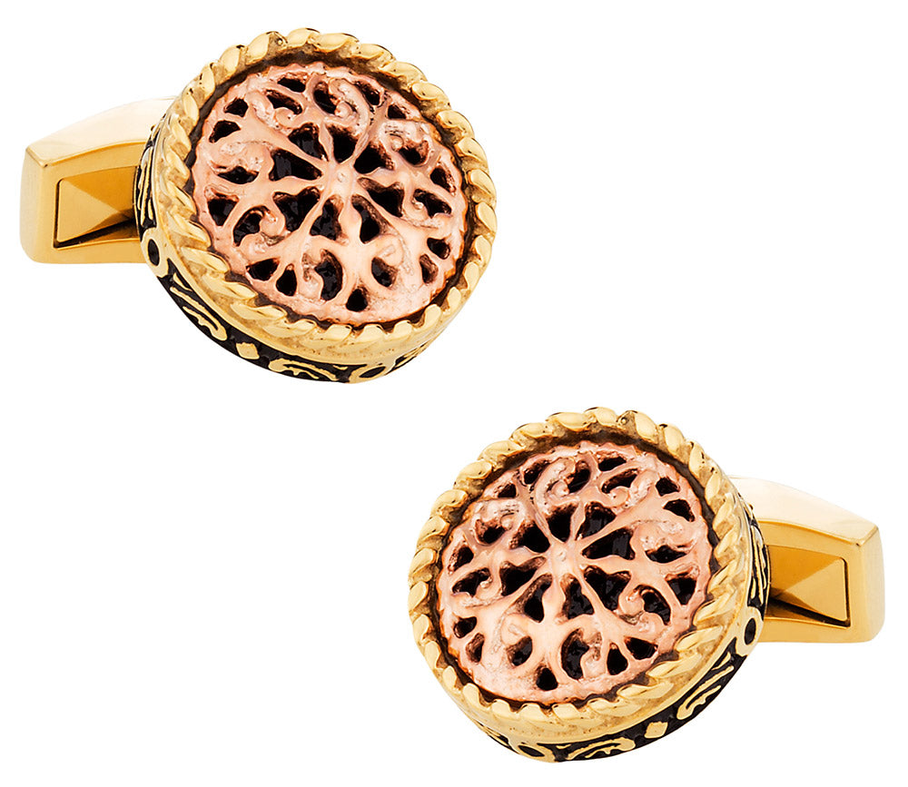 Filigree Gold Stainless Steel Cufflinks