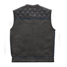 Load image into Gallery viewer, Finish Line - Blue Checker - Men's Motorcycle Leather Vest
