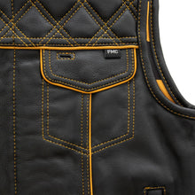 Load image into Gallery viewer, Finish Line - Gold Checker - Men's Motorcycle Leather Vest
