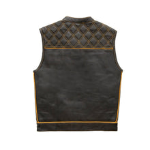 Load image into Gallery viewer, Finish Line - Gold Checker - Men's Motorcycle Leather Vest
