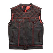 Load image into Gallery viewer, Finish Line - Red Checker - Men's Motorcycle Leather Vest
