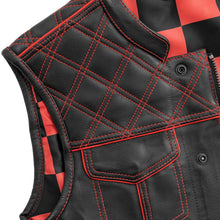 Load image into Gallery viewer, Finish Line - Red Checker - Men's Motorcycle Leather Vest
