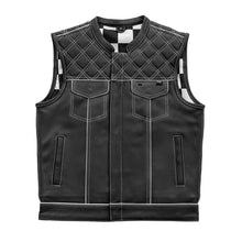 Load image into Gallery viewer, Finish Line - White Checker - Men's Motorcycle Leather Vest
