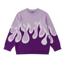 Load image into Gallery viewer, Flame Jacquard Loose Fit | Round Neck | Hip Hop | Sweater - # GIAA23510040
