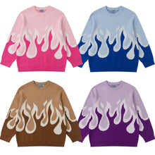 Load image into Gallery viewer, Flame Jacquard Loose Fit | Round Neck | Hip Hop | Sweater - # GIAA23510040
