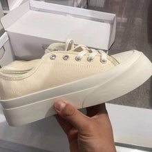 Load image into Gallery viewer, Flat White Sneakers Women's Sports Shoes Platform Vintage Casual Footwear Round Tennis  Athletic Canvas Trainers White Sneakers Low Top Canvas Sneakers
