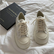Load image into Gallery viewer, Flat White Sneakers Women's Sports Shoes Platform Vintage Casual Footwear Round Tennis  Athletic Canvas Trainers White Sneakers Low Top Canvas Sneakers
