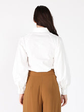 Load image into Gallery viewer, Floral-Appliqué Collared Long Sleeve Top
