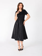Load image into Gallery viewer, Floral Applique Satin &amp; Cotton Fabric Dress
