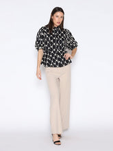 Load image into Gallery viewer, Floral Embroidered Puff Sleeve Peplum Top
