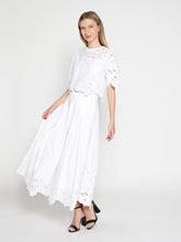 Load image into Gallery viewer, Floral Lace Embroidered Hem A-Line Maxi Skirt
