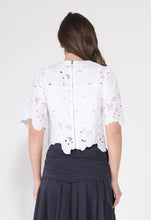 Load image into Gallery viewer, Floral Lace Embroidered Short Sleeve Crop Top
