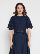 Load image into Gallery viewer, Floral Lace Embroidered Short Sleeve Crop Top
