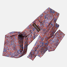 Load image into Gallery viewer, Catania - Printed Silk Tie - Blue &amp; Brick Red
