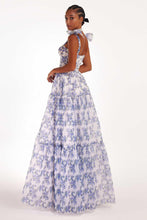 Load image into Gallery viewer, Floral Off-the-shoulder Strap Lace-up Large Swing Skirt Organza Dress
