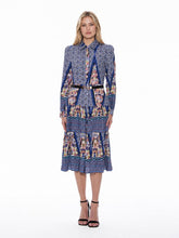 Load image into Gallery viewer, Floral Print Long Sleeve A-Line Buckle Belt Dress
