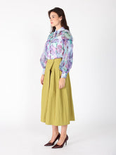 Load image into Gallery viewer, Floral print mesh puffed sleeve shirt top

