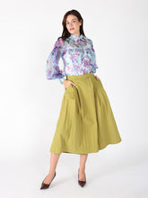 Load image into Gallery viewer, Floral print mesh puffed sleeve shirt top

