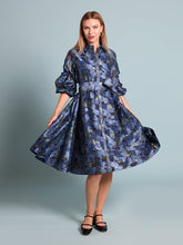 Load image into Gallery viewer, Floral print pinched detail sleeve midi dress
