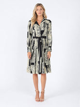 Load image into Gallery viewer, Floral print polyster belt dress
