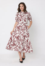 Load image into Gallery viewer, Floral Print Puff Sleeve Button Down Midi Dress
