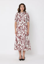 Load image into Gallery viewer, Floral Print Puff Sleeve Button Down Midi Dress
