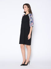 Load image into Gallery viewer, Floral Print Sewing Sleeves Sectioned Mini Dress
