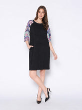 Load image into Gallery viewer, Floral Print Sewing Sleeves Sectioned Mini Dress
