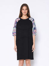 Load image into Gallery viewer, Floral Print Sewing Sleeves Sectioned Mini Dress
