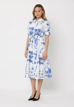 Load image into Gallery viewer, Floral Print Short Sleeve Front Button Down Dress
