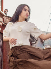 Load image into Gallery viewer, Floral rib neck knit top
