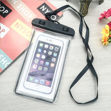 Load image into Gallery viewer, Florescent Universal Waterproof Phone Pouch Case Diving Swimming Bag Luminous Mobile Cover For Phone Sports Beach Pool 6 inch Universal Water Proof Mobile Pouch/Case Cover for Rain Protection &amp; Under Water Swimming Bag Case and Strap

