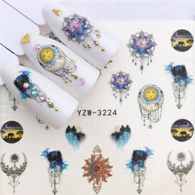 Load image into Gallery viewer, Flower Animal Designs Water Transfer Sticker Nail Art Decals Fashion Wraps Tips Manicure Tools Nail Watermark Decals iridescent Decoration Nail Self-Adhesive Decals Nail Stickers Water Transfer Fresh Nail Decals for Nail Art
