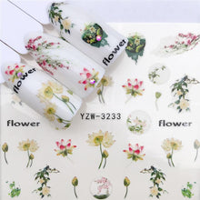 Load image into Gallery viewer, Flower Animal Designs Water Transfer Sticker Nail Art Decals Fashion Wraps Tips Manicure Tools Nail Watermark Decals iridescent Decoration Nail Self-Adhesive Decals Nail Stickers Water Transfer Fresh Nail Decals for Nail Art
