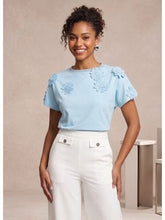 Load image into Gallery viewer, Flower Applique Solid Color T-Shirt
