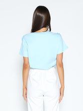 Load image into Gallery viewer, Flower Applique Solid Color T-Shirt
