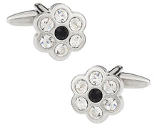 Load image into Gallery viewer, Flower Cufflinks with Black Center
