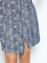 Load image into Gallery viewer, Flower Embroidered Mini Denim Skirt
