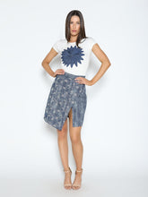 Load image into Gallery viewer, Flower Embroidered Mini Denim Skirt
