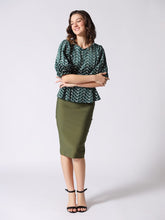 Load image into Gallery viewer, Flower Embroidered Puff Sleeve Peplum Style Blouse

