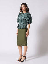 Load image into Gallery viewer, Flower Embroidered Puff Sleeve Peplum Style Blouse
