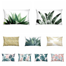 Load image into Gallery viewer, Flowers Birds Green Plants Printed Waist Pillowcase Home Pillow Decoration Tropical Green Texture Exotic Flower Cotton Linen Outdoor Pillow Cases Sofa Bed Throw Pillow 50x30CM
