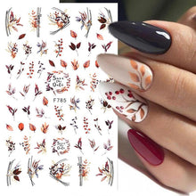 Load image into Gallery viewer, Flowers Leaves Line 3D Nail Stickers Autumn Winter Fall Leaf Design Transfer Sliders Abstract Waves Nail Art Decals Manicures  Decal Self-Adhesive 3D Wave Design Decoration for Women Girls Tape Nail Art Stickers Decal Decoration
