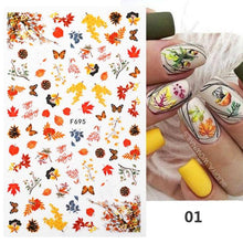 Load image into Gallery viewer, Flowers Leaves Line 3D Nail Stickers Autumn Winter Fall Leaf Design Transfer Sliders Abstract Waves Nail Art Decals Manicures  Decal Self-Adhesive 3D Wave Design Decoration for Women Girls Tape Nail Art Stickers Decal Decoration
