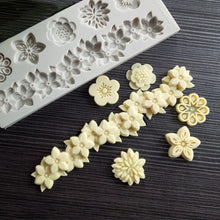 Load image into Gallery viewer, Flowers Silicone Mold Cake Circumference Flower Bunch Mold Soft Candy Mould Rose Beautiful Daisy Rose Leaf And Mini Flowers Candy Silicone Eco Friendly Mold
