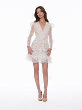 Load image into Gallery viewer, Flowery Embroidered Lace V-Neck Mesh Mini Dress
