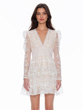 Load image into Gallery viewer, Flowery Embroidered Lace V-Neck Mesh Mini Dress
